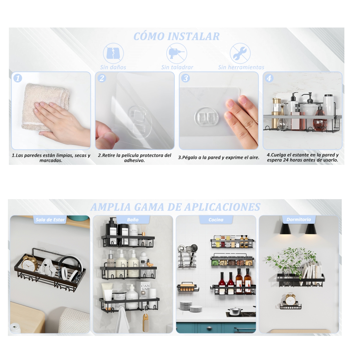 Miniatura 2 de Organizador Adhesivo Baño 5pcs Multi Uso